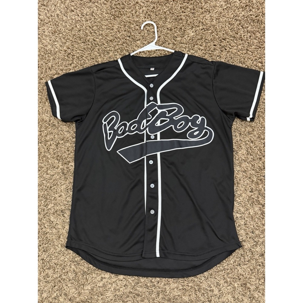Unbranded Biggie BIG Bad Boy Records #10 Black Baseball Jersey Size Small